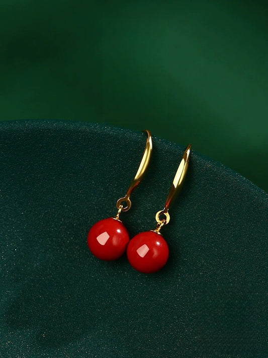 Golden Hook and Ruby Earrings - Wealth Magnet