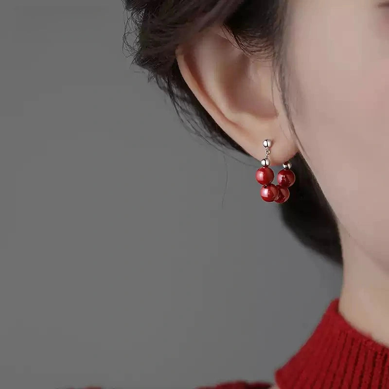 Four Red Jades Earrings - Wellness Blessing