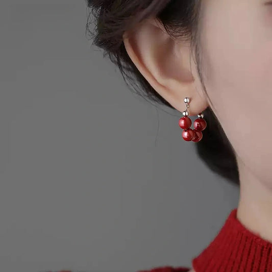 Four Red Jades Earrings - Wellness Blessing