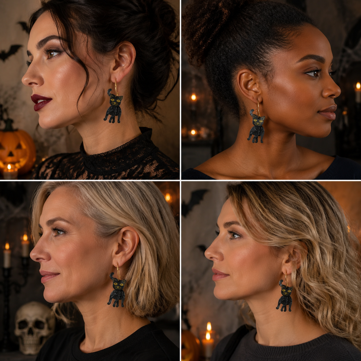 Funny black cat-Halloween Earring Style 7