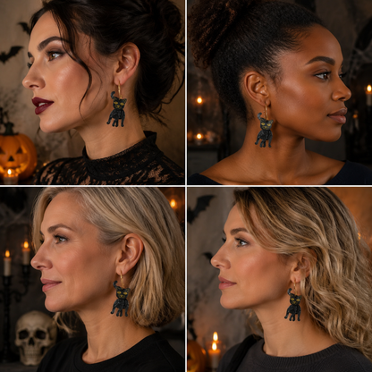 Funny black cat-Halloween Earring Style 7