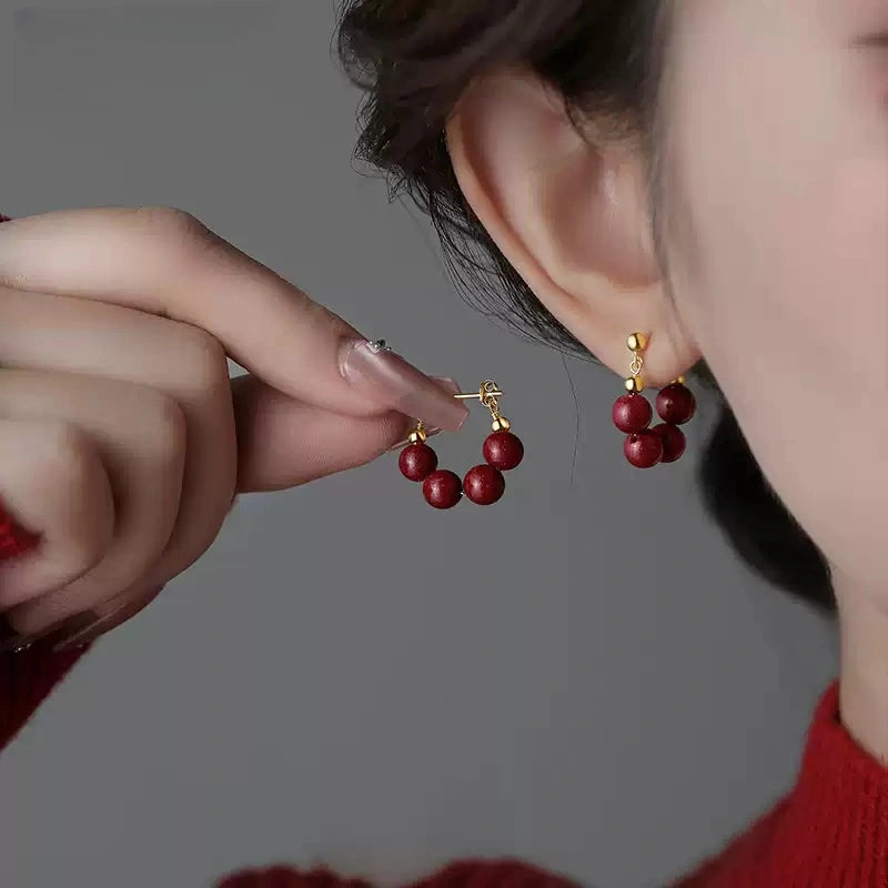 Four Red Jades Earrings - Wellness Blessing