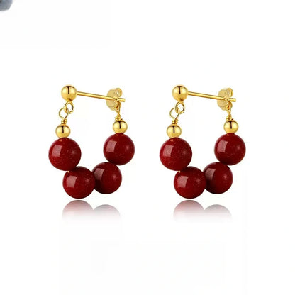 Four Red Jades Earrings - Wellness Blessing