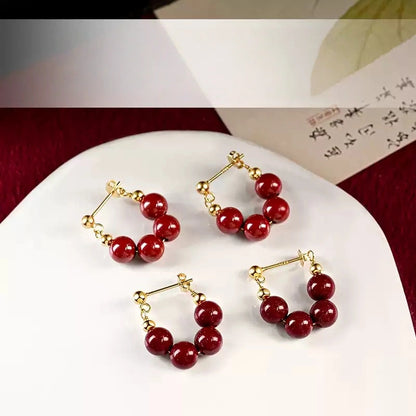 Four Red Jades Earrings - Wellness Blessing