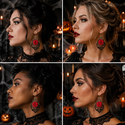 Black Halloween Rose-Halloween Earring Style 22