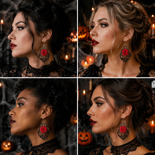 Black Halloween Rose-Halloween Earring Style 22