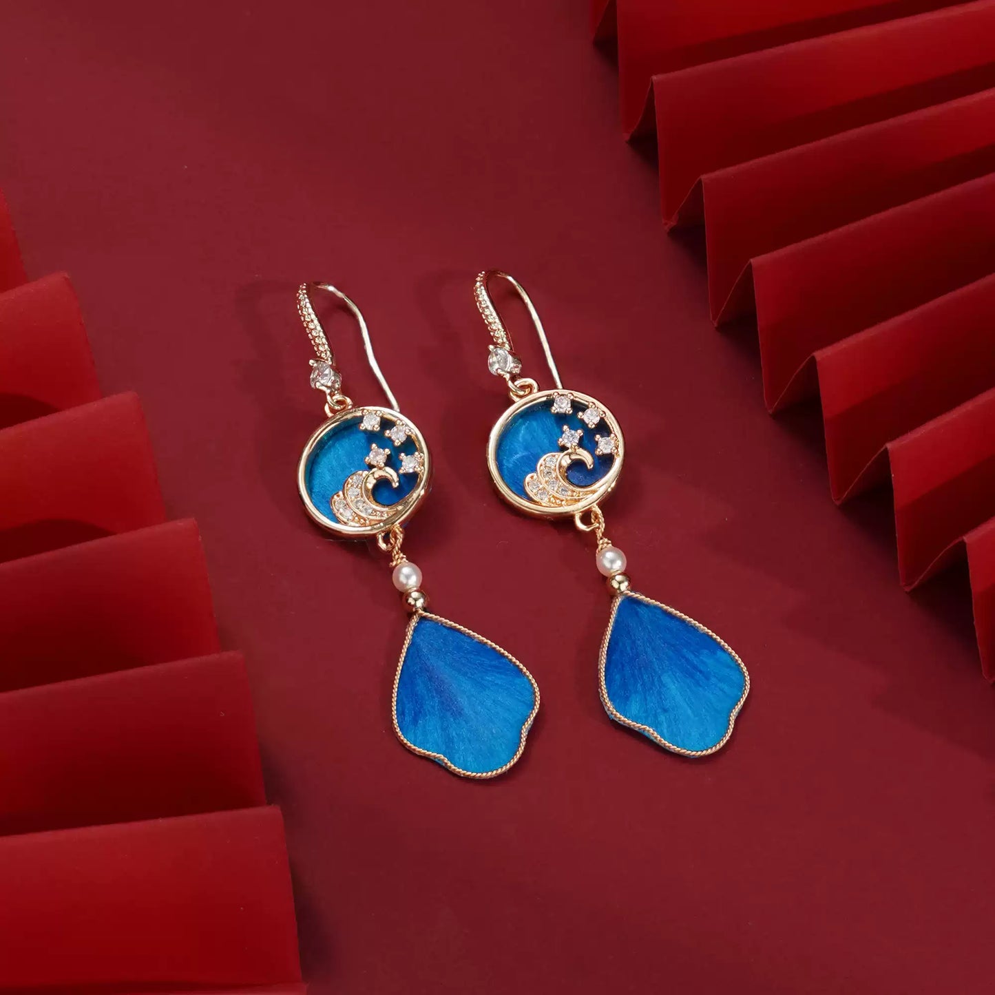 Unique cyan blue earrings