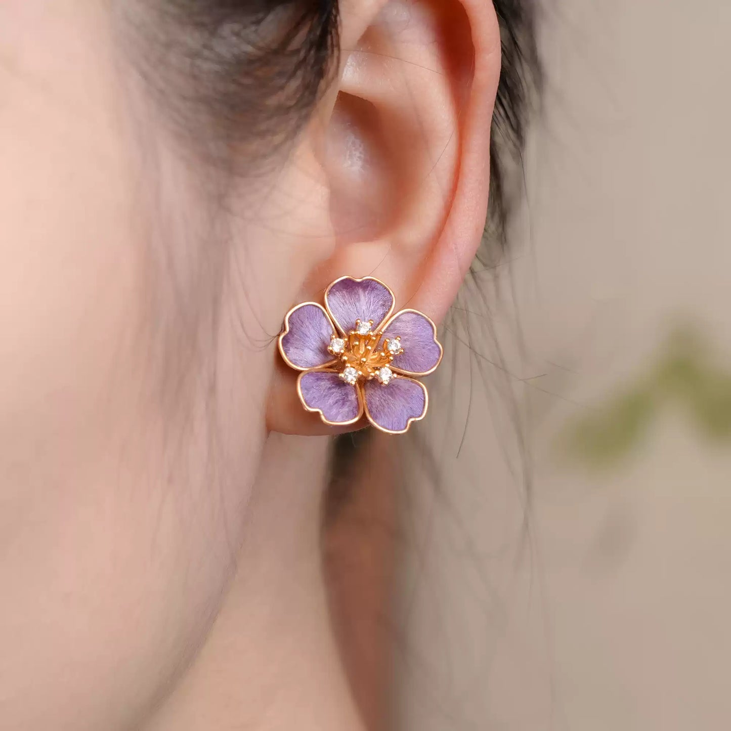 Purple petals earrings