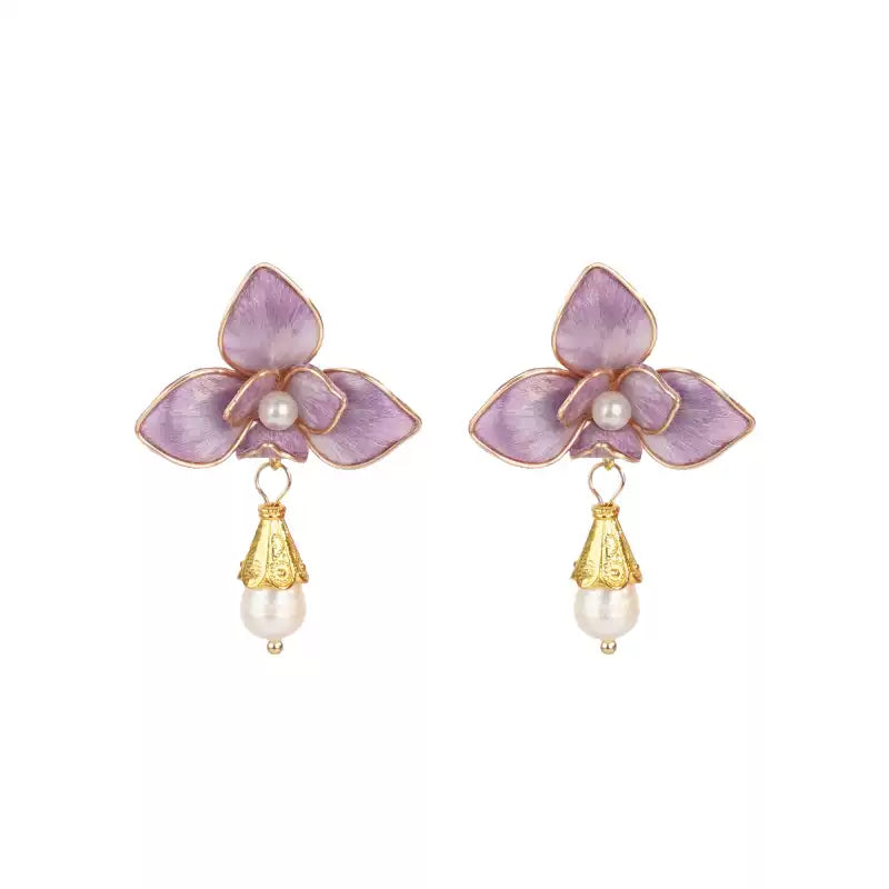 Three purple petals earrings