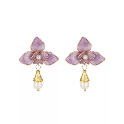 Three purple petals earrings