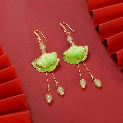 Green Sycamore Leaves earrings