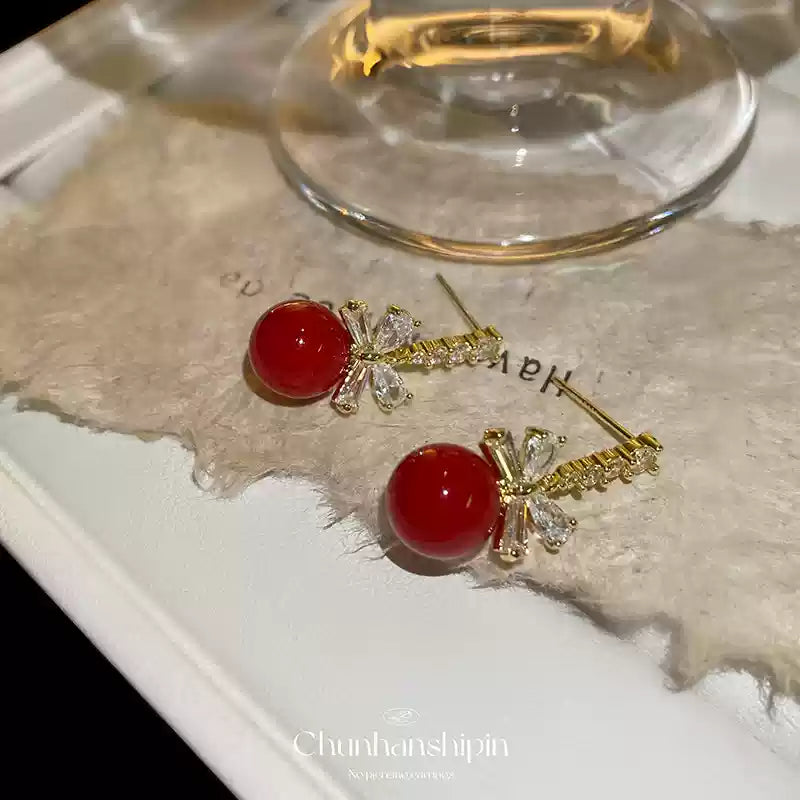 Silver bow Earrings - Birth Month Guardian