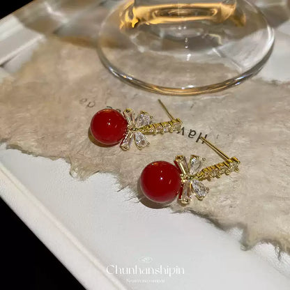 Silver bow Earrings - Birth Month Guardian