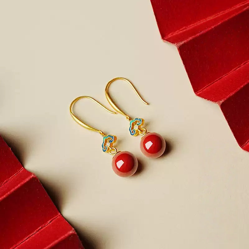 Golden green clouds Earrings - Amplify Your Luck