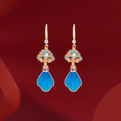 blue feathers earrings