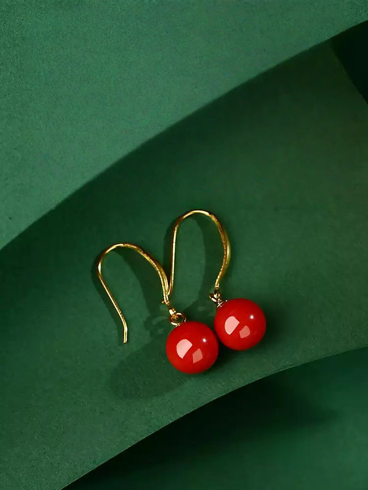 Golden Hook and Ruby Earrings - Wealth Magnet