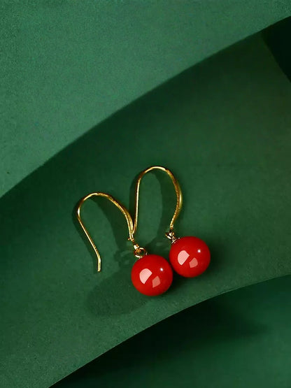 Golden Hook and Ruby Earrings - Wealth Magnet