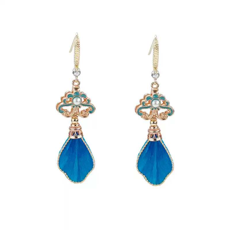blue feathers earrings