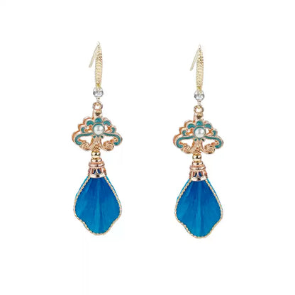 blue feathers earrings