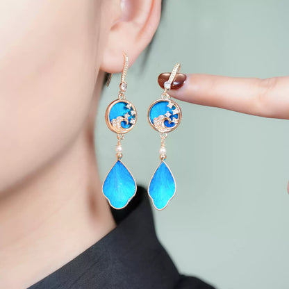 Unique cyan blue earrings