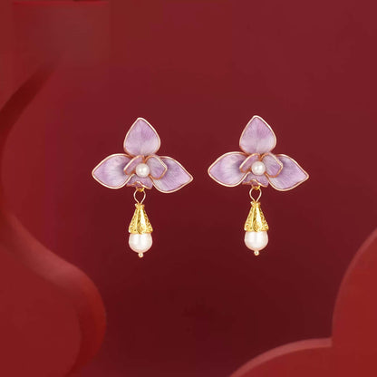 Three purple petals earrings