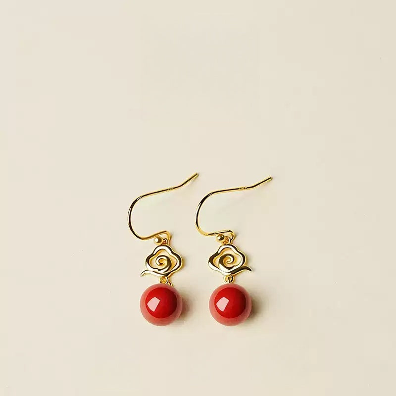 Golden Cloud Ruby Earrings - Feng Shui Metaphysics
