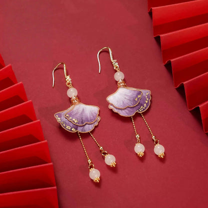 Purple premium ginkgo leaves earrings