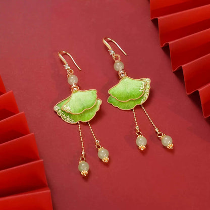 Green Sycamore Leaves earrings