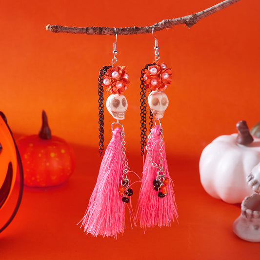 Pink Skull-Halloween Earring Style 27