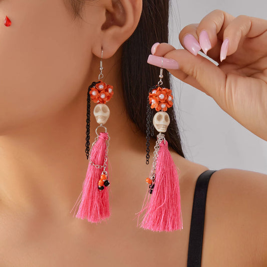 Pink Skull-Halloween Earring Style 27