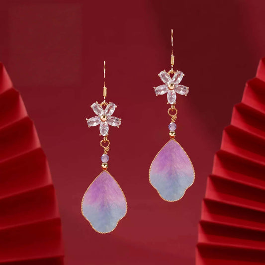 Purple feathers earrings