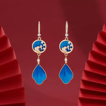 Unique cyan blue earrings