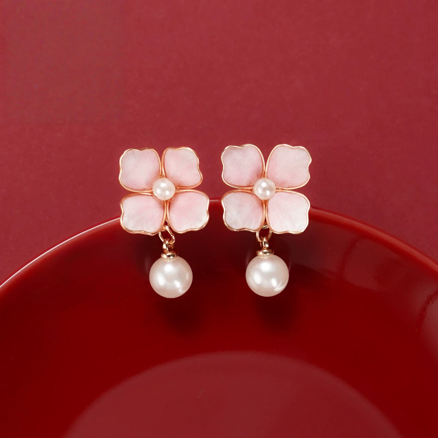 Pink petals earrings