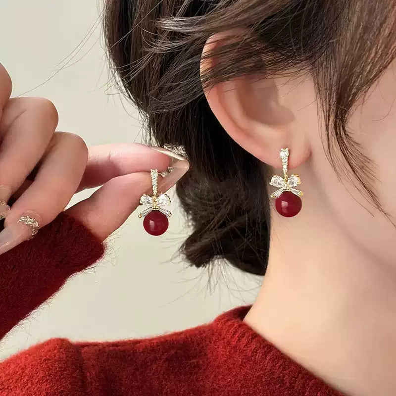 Silver bow Earrings - Birth Month Guardian