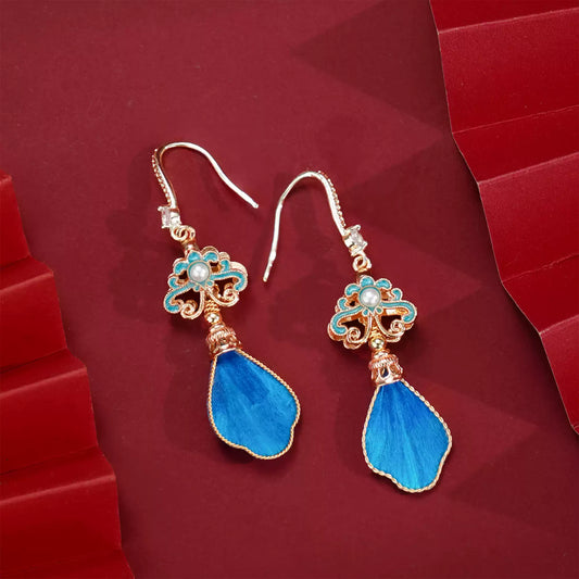 blue feathers earrings