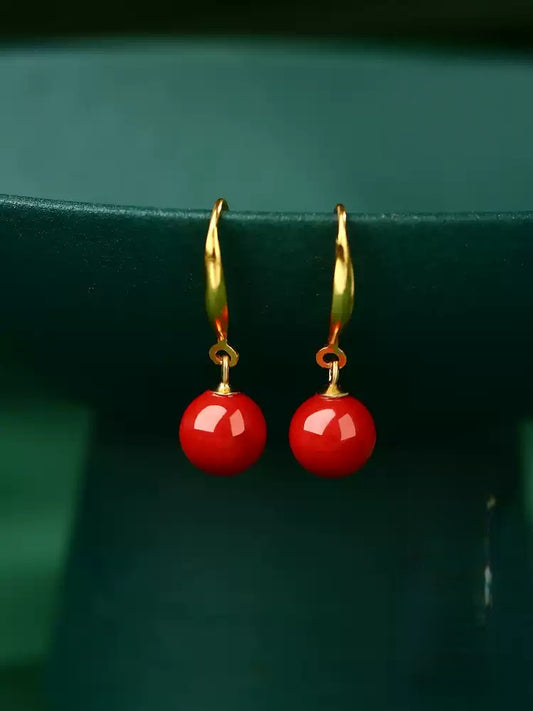 Golden Hook and Ruby Earrings - Wealth Magnet