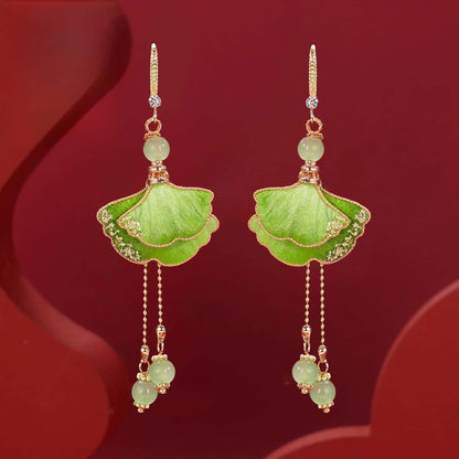Green Sycamore Leaves earrings