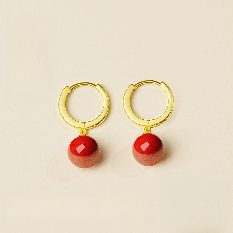 Golden red cinnabar Earrings - Wealth Magnet