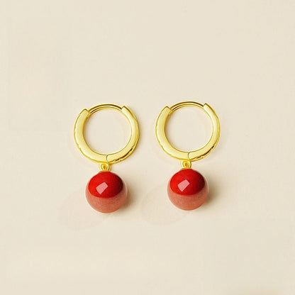 Golden red cinnabar Earrings - Wealth Magnet