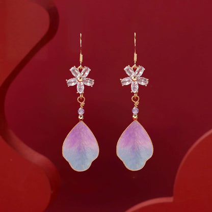 Purple feathers earrings