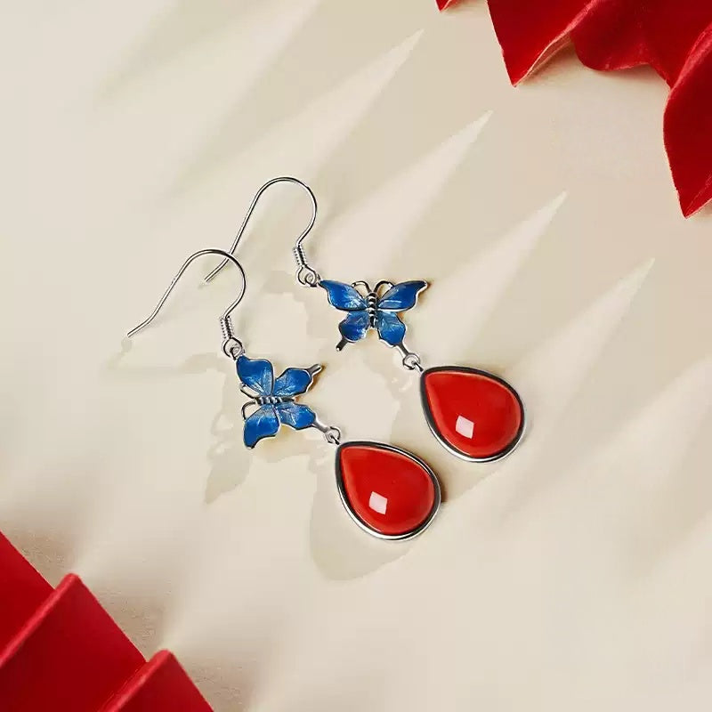 blue butterfly Earrings - Amplify Your Luck
