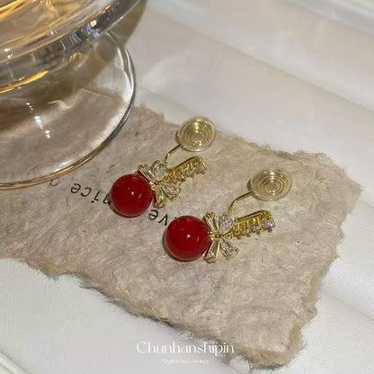 Silver bow Earrings - Birth Month Guardian