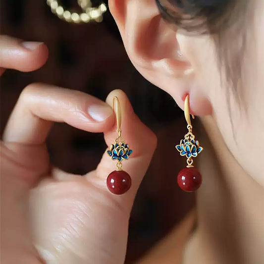 Blooming lotus Earrings - Wealth Magnet  - Health & Longevity Blessing