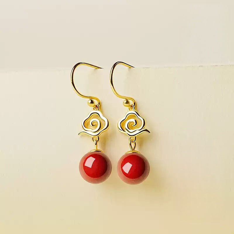 Golden Cloud Ruby Earrings - Feng Shui Metaphysics