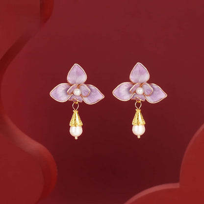 Three purple petals earrings