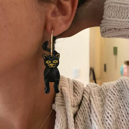 Funny black cat-Halloween Earring Style 7