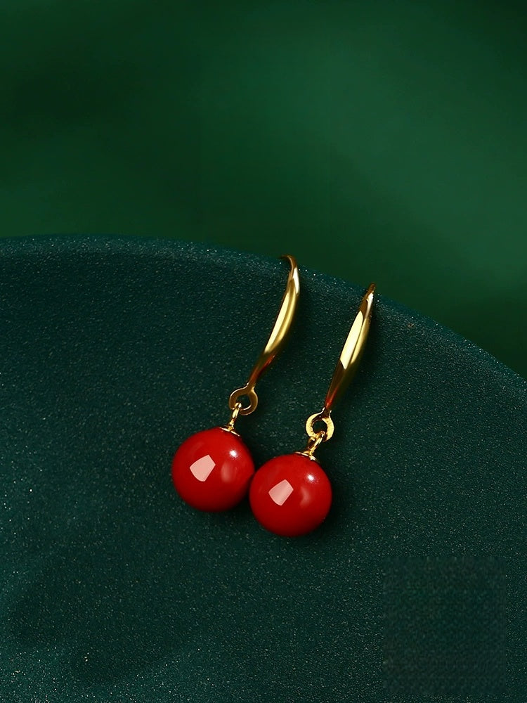 Golden Hook and Ruby Earrings - Wealth Magnet
