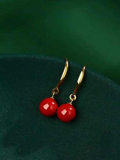 Golden Hook and Ruby Earrings - Wealth Magnet