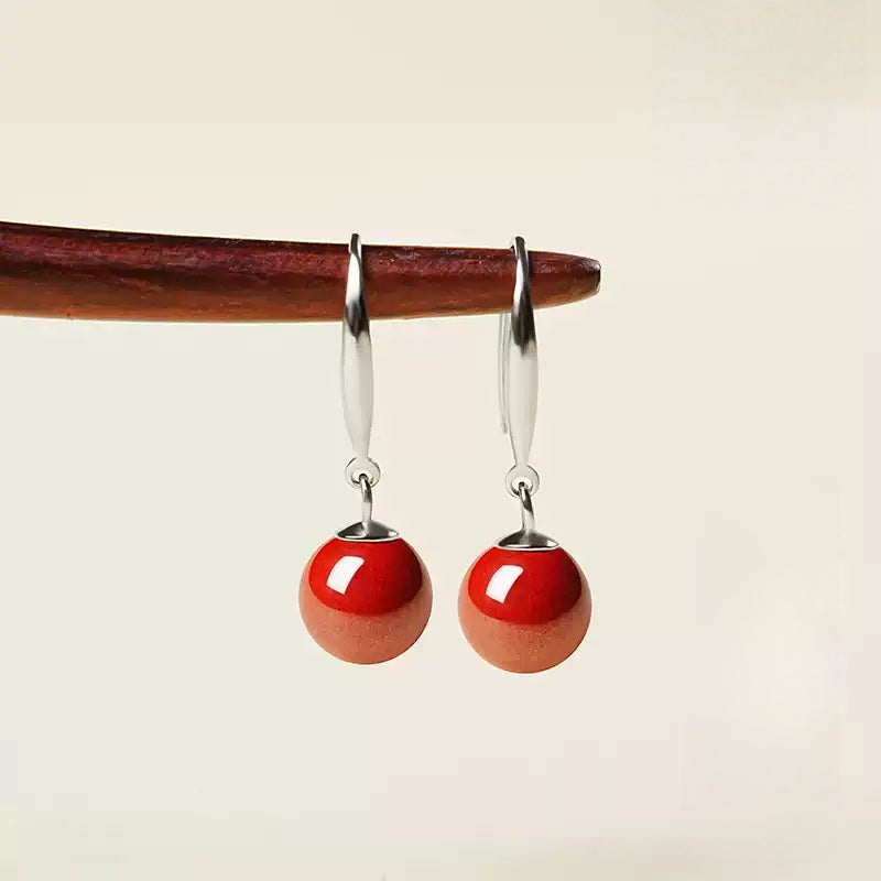 Silver Hook Ruby Earrings - Wealth Magnet