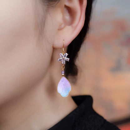 Purple feathers earrings